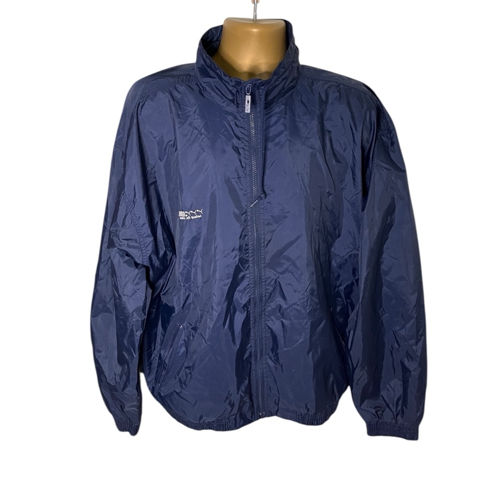 RARE Vintage 90s Puma Windbreaker Full Zip Mesh Lined Waterproof Navy XL